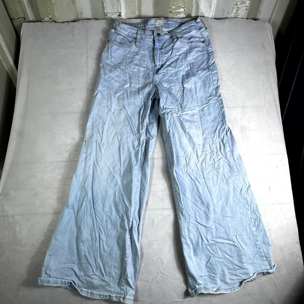 A New Day Jeans Womens 28 Blue Denim Wide Leg Streetwear Comfort Whiskered